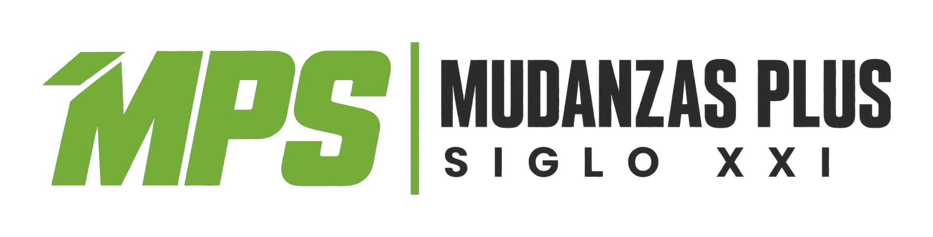 Logotipo de Mudanzas Plus Siglo XXI en verde